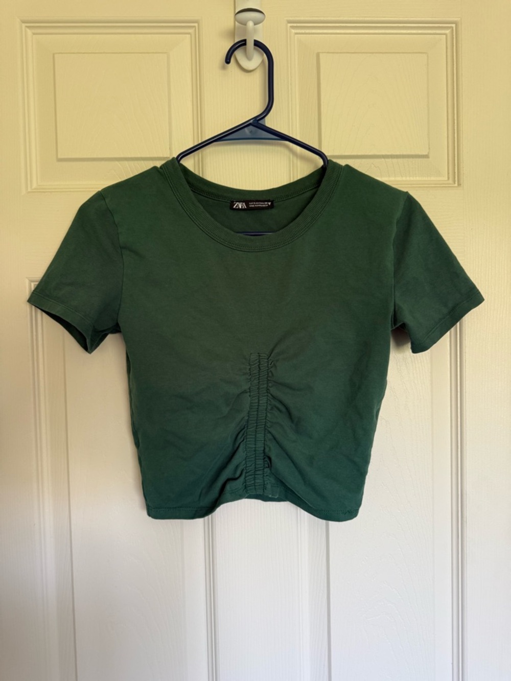 Zara Dark Green Ruched Front Crop Top